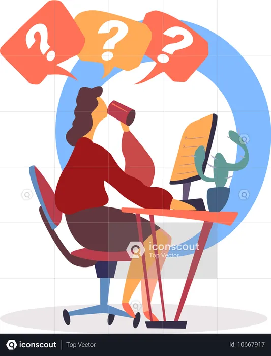 Frau arbeitet im Büro am Computer  Illustration