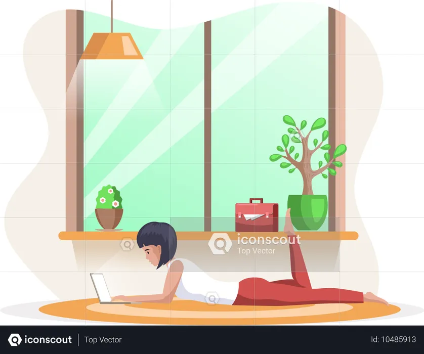 Frau arbeitet am Laptop  Illustration