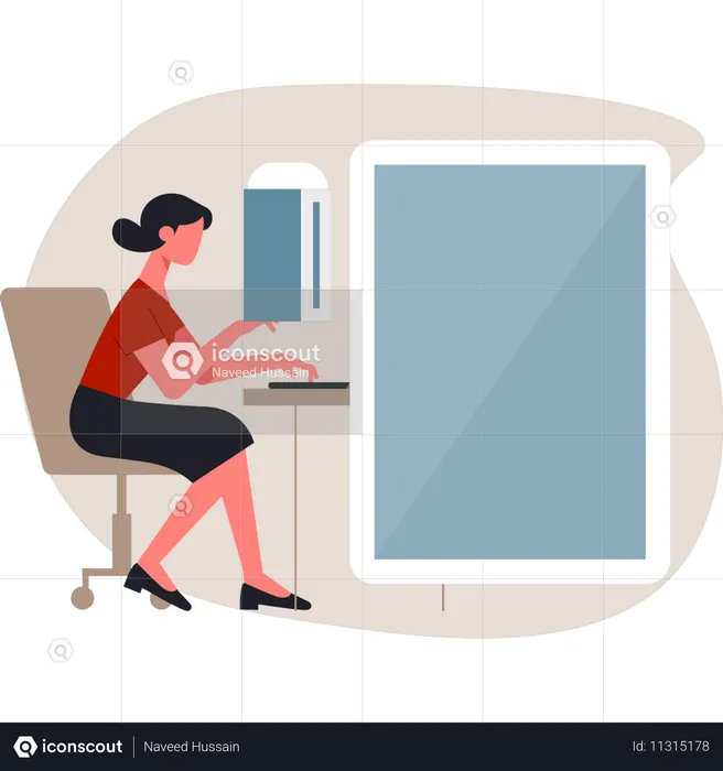 Frau arbeitet am Laptop  Illustration