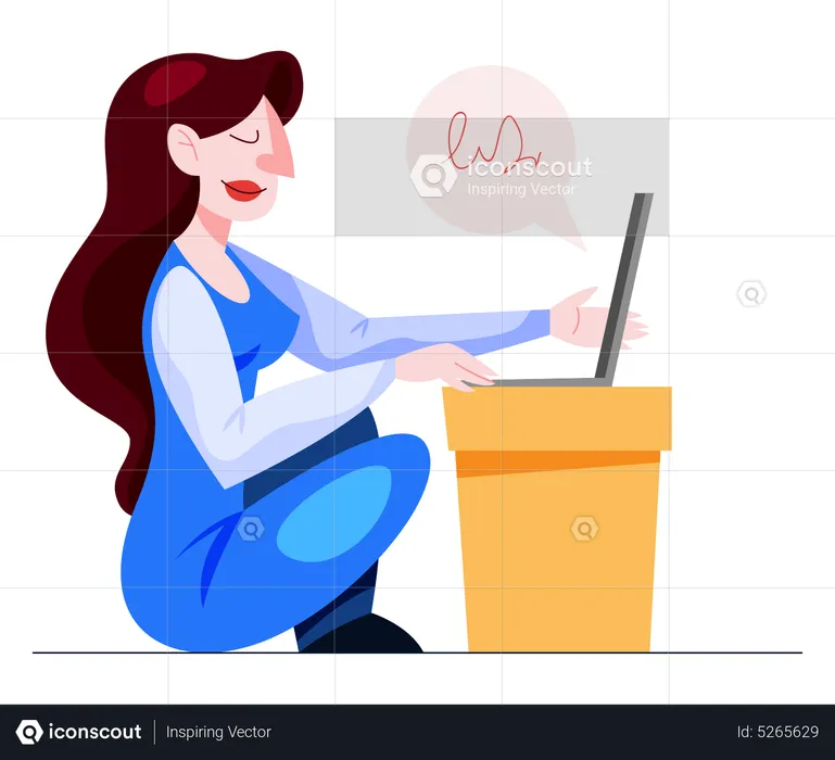 Frau arbeitet am Laptop  Illustration