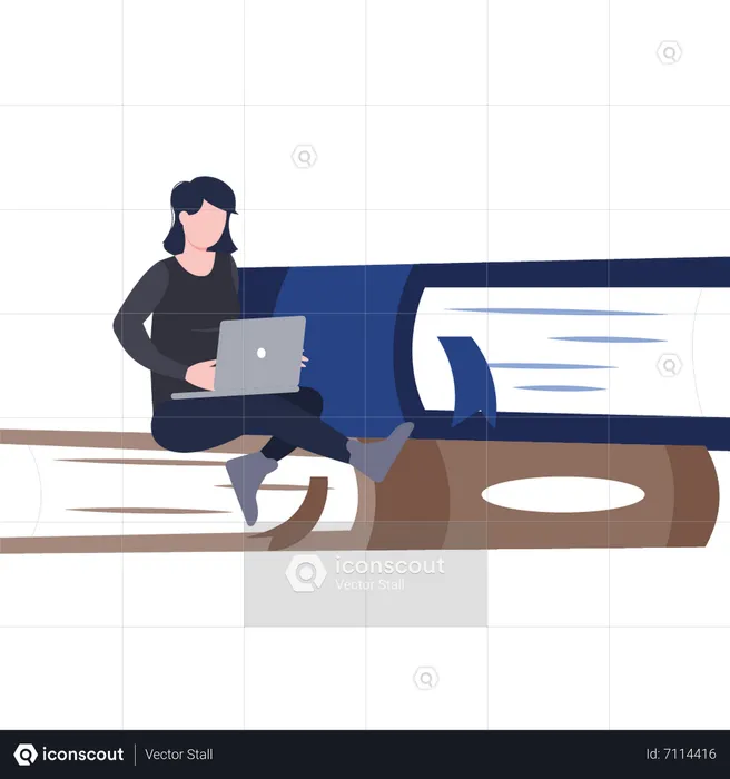 Frau arbeitet am Laptop  Illustration