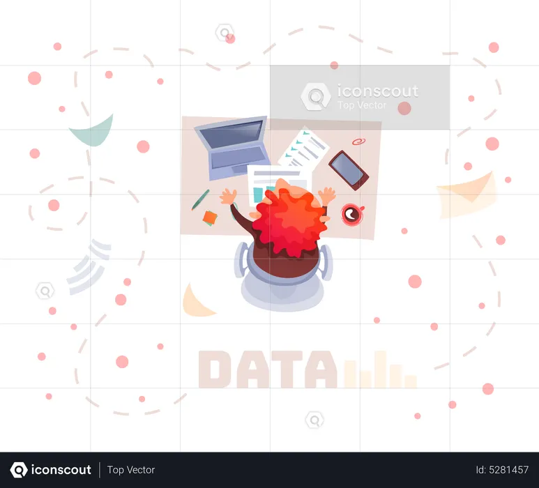 Frau arbeitet an Datenanalyse  Illustration