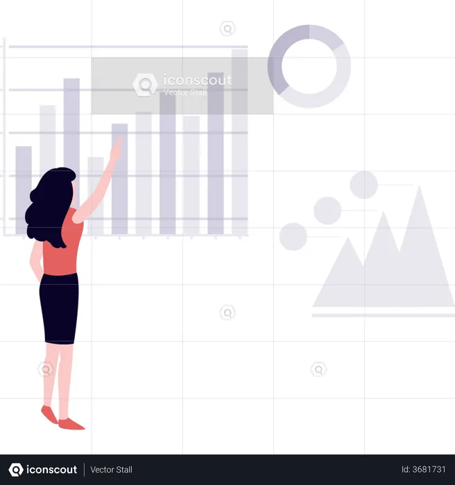 Frau arbeitet an der Datendarstellung  Illustration