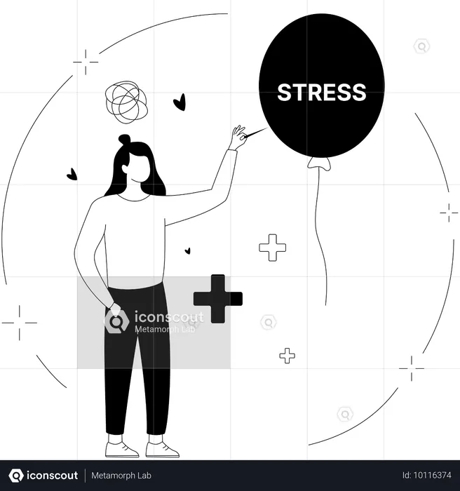 Frau arbeitet an Stressmanagement  Illustration