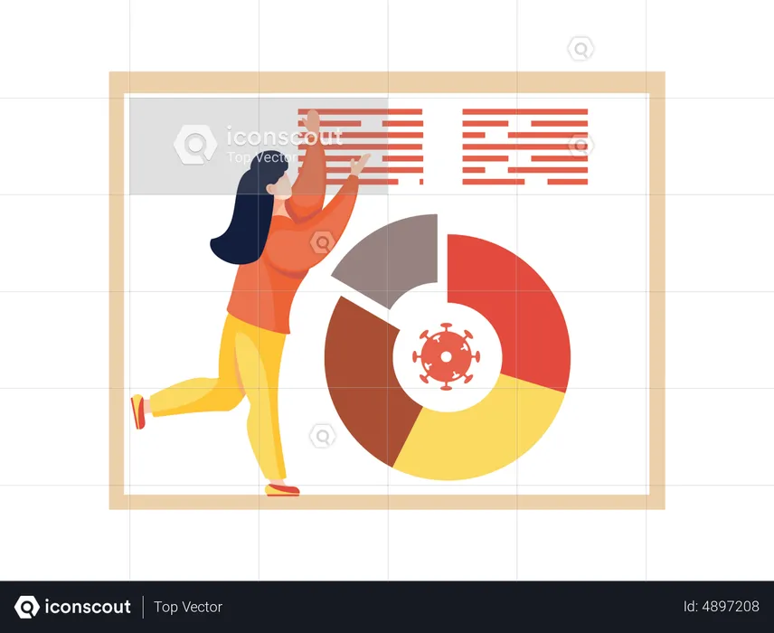 Frau arbeitet mit Coronavirus-Statistiken  Illustration