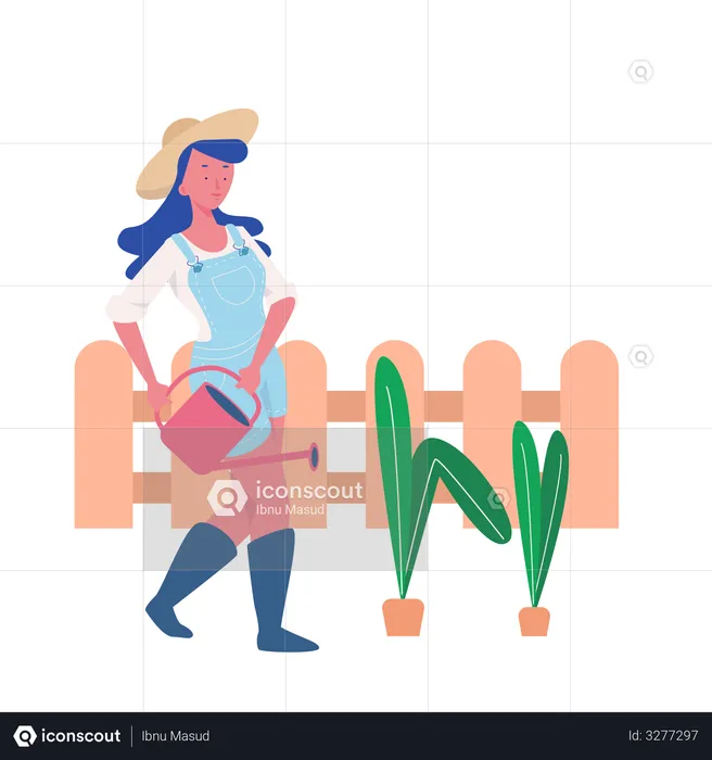 Frau bei der Gartenarbeit  Illustration