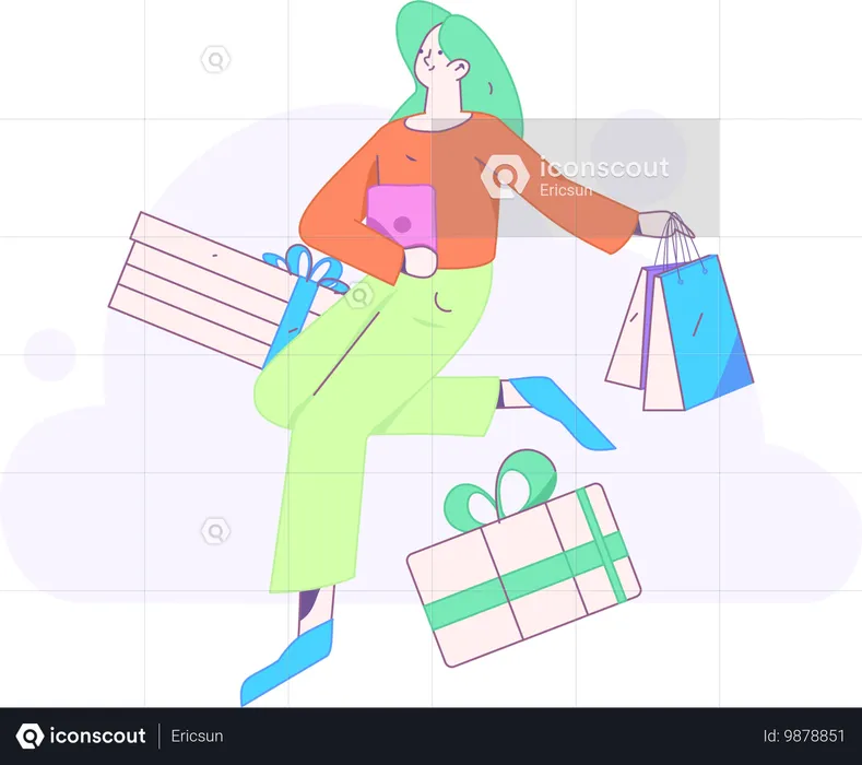 Frau beim Online-Shopping  Illustration