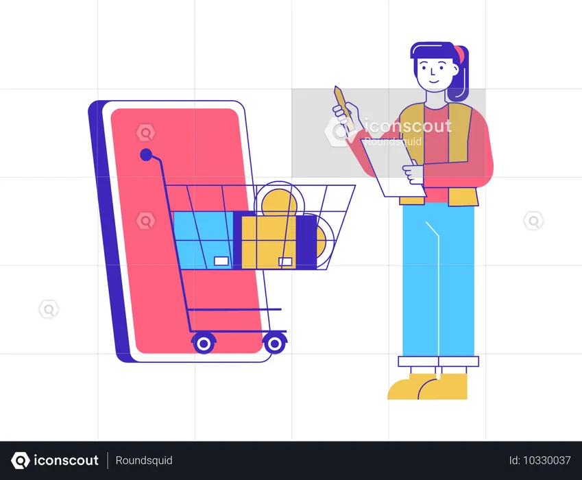 Frau beim Online-Shopping  Illustration