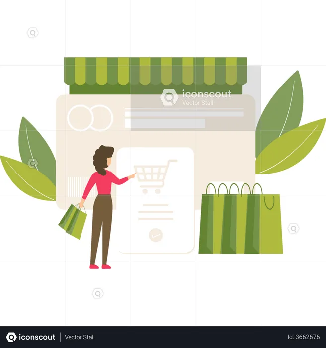 Frau beim Online-Shopping  Illustration