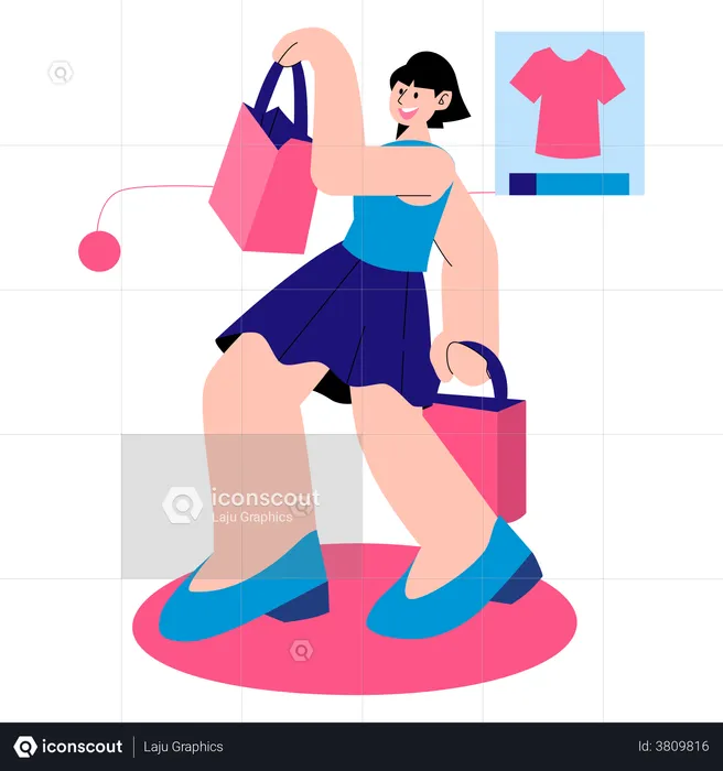 Frau beim Online-Shopping  Illustration