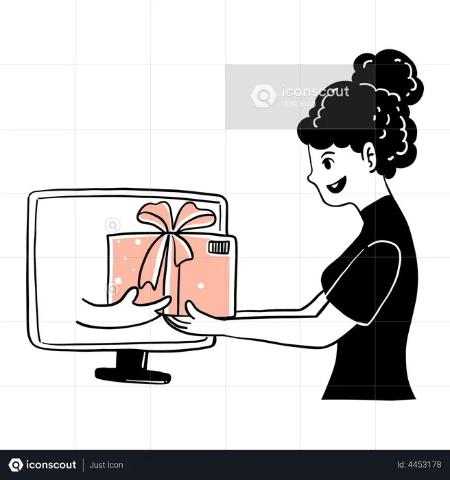 Frau beim Online-Shopping  Illustration