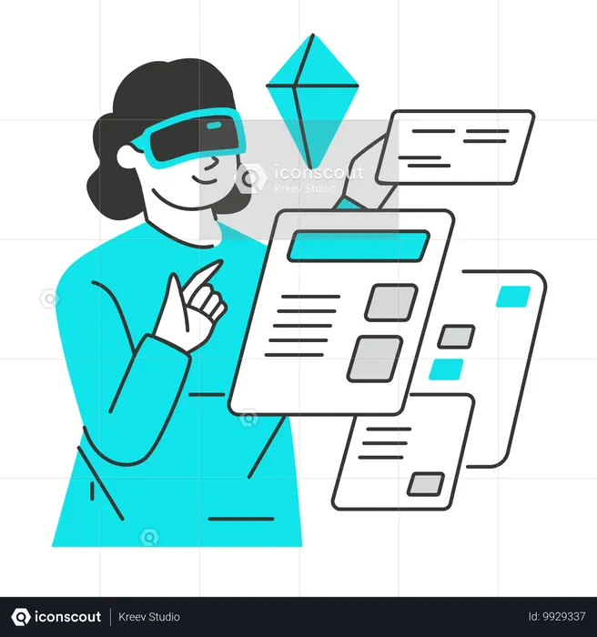Frau nutzt 3D-Brille  Illustration