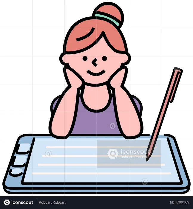 Frau mit digitalem Bleistift  Illustration