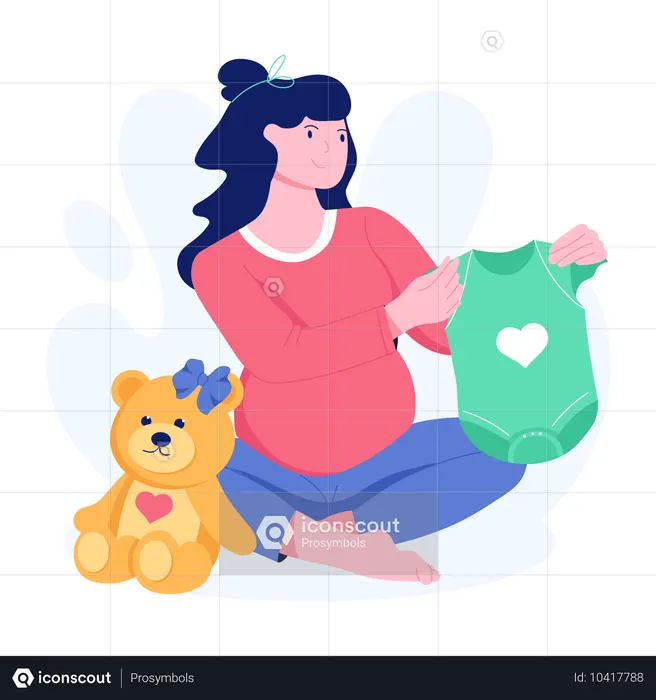 Frau bereitet sich auf Baby-Strampler vor  Illustration