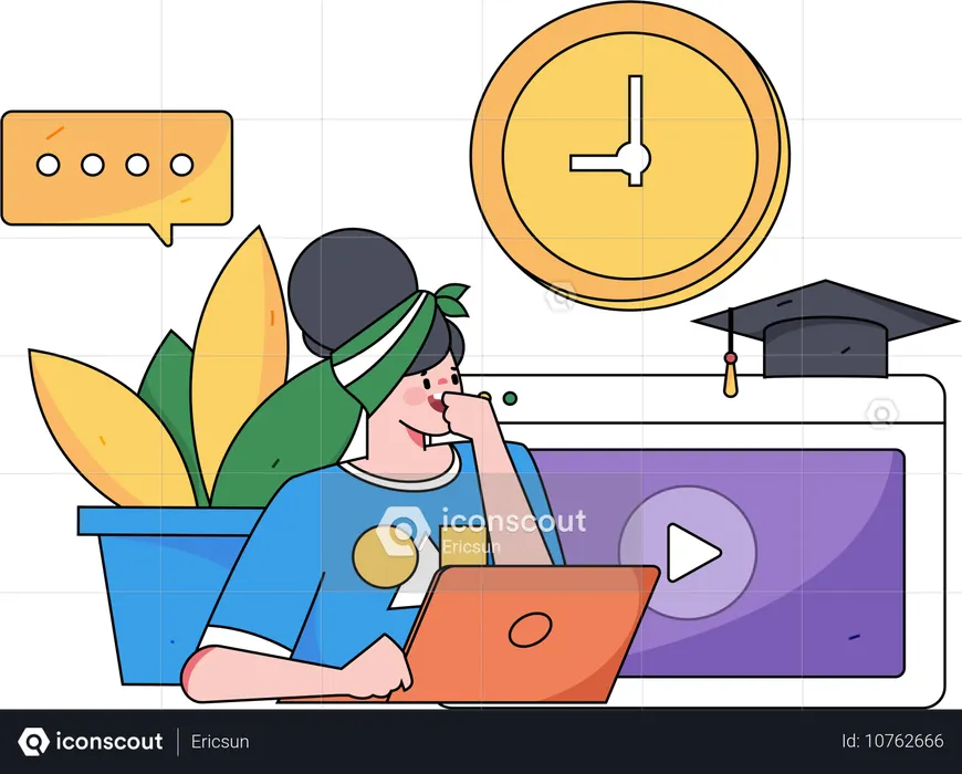 Frau besucht Abschlussklasse  Illustration