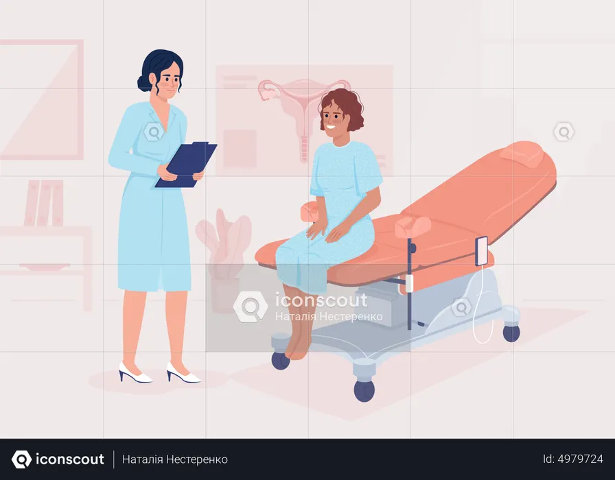 Frau besucht Frauenarzt  Illustration