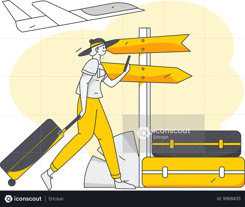 Frauen besuchen gerne Touristenorte  Illustration