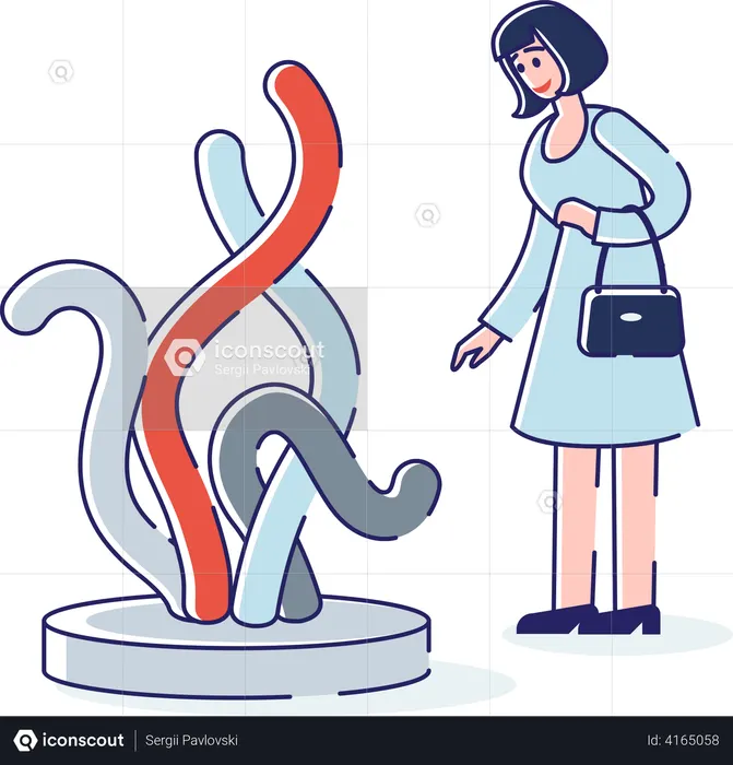 Frau betrachtet ein Modekunstwerk  Illustration
