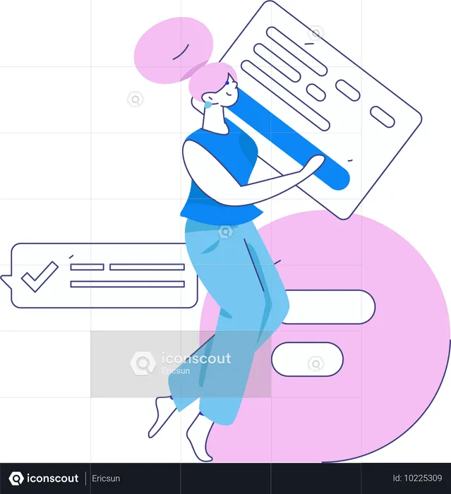 Frau chattet auf digitaler Plattform  Illustration