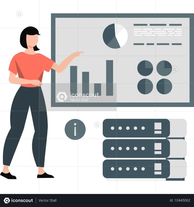 Frau erklärt Geschäftsstrategie  Illustration