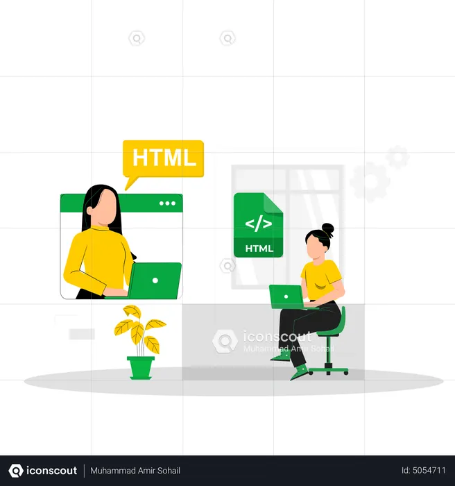 Frau exportiert HTML-Dateiformat  Illustration