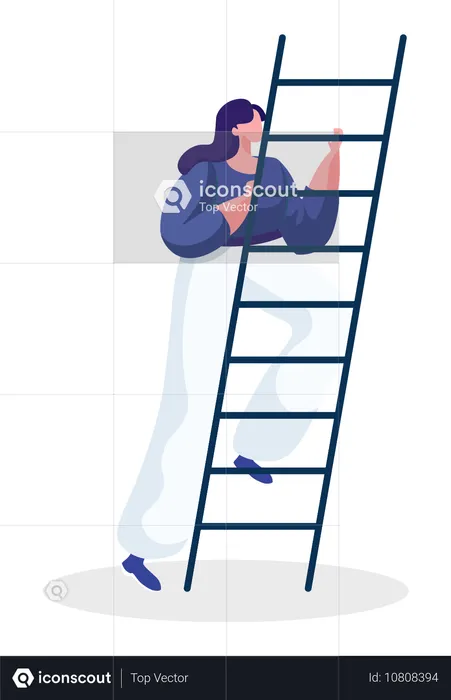 Frau geht die Treppe hinauf, um Erfolg zu haben  Illustration