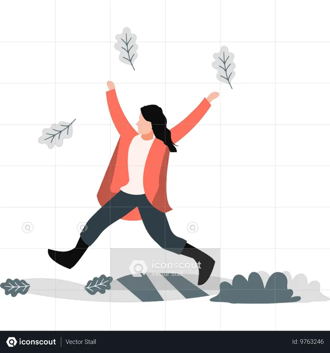 Frau genießt Herbstsaison  Illustration