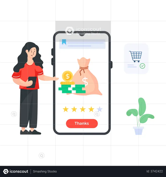 Frau gewinnt Treuepunkte  Illustration