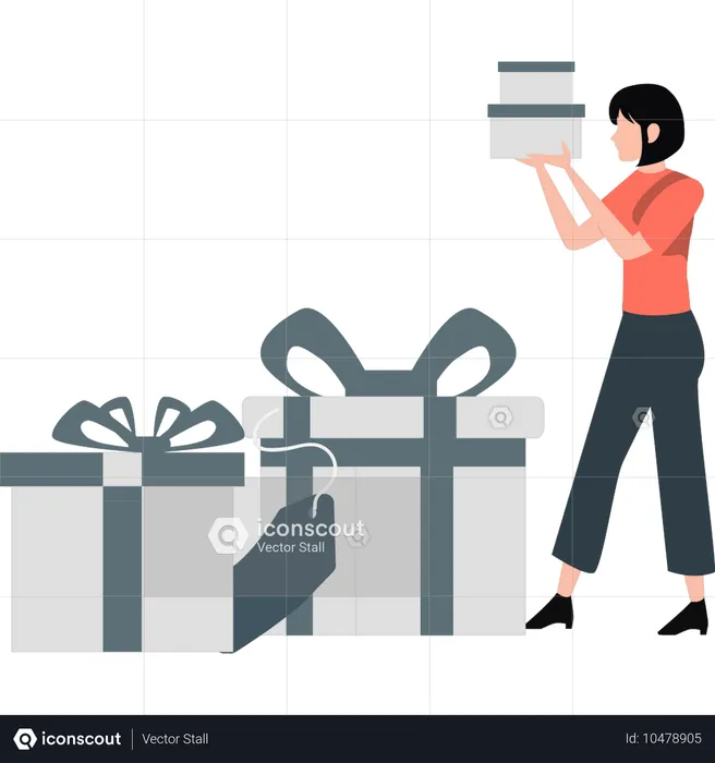 Frau gibt Geschenke für Promotion-Shopping  Illustration