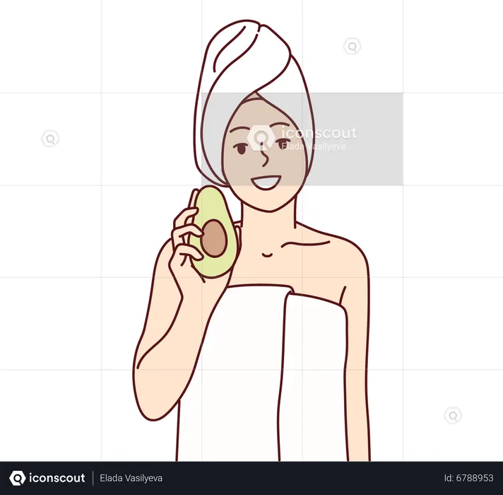 Frau mit Avocado  Illustration