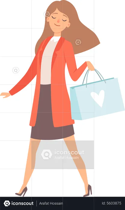 Frau mit Einkaufstasche  Illustration