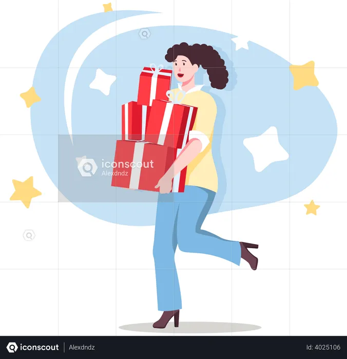 Frau hält Geschenkbox  Illustration