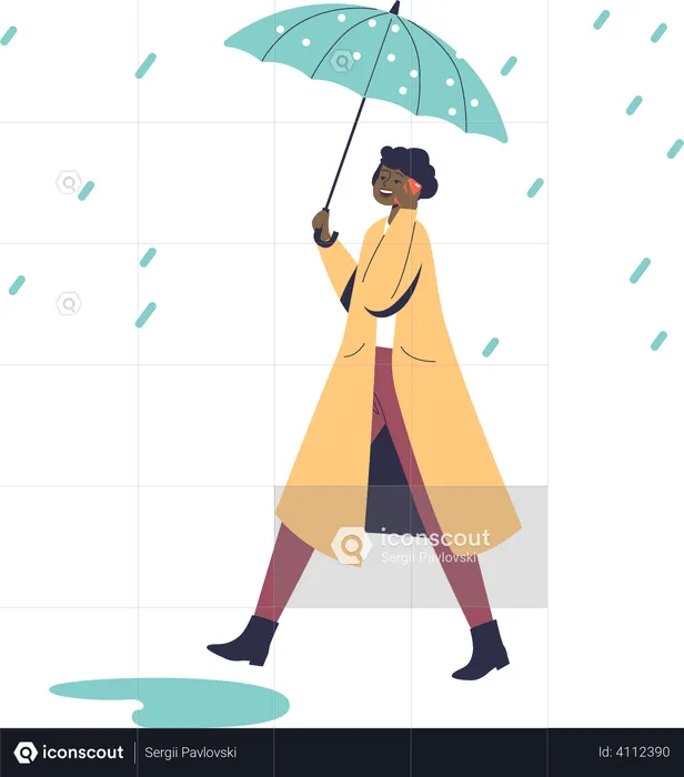 Frau im Regen  Illustration