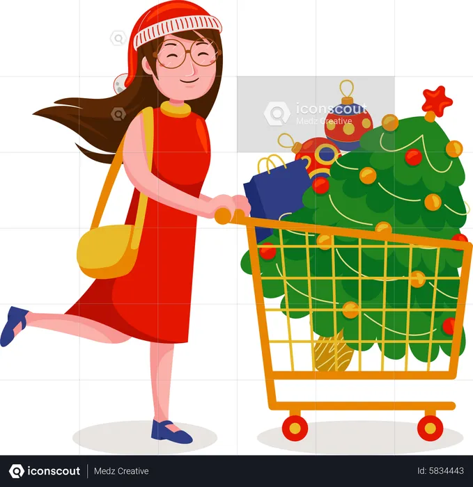 Frau beim Weihnachtseinkauf  Illustration