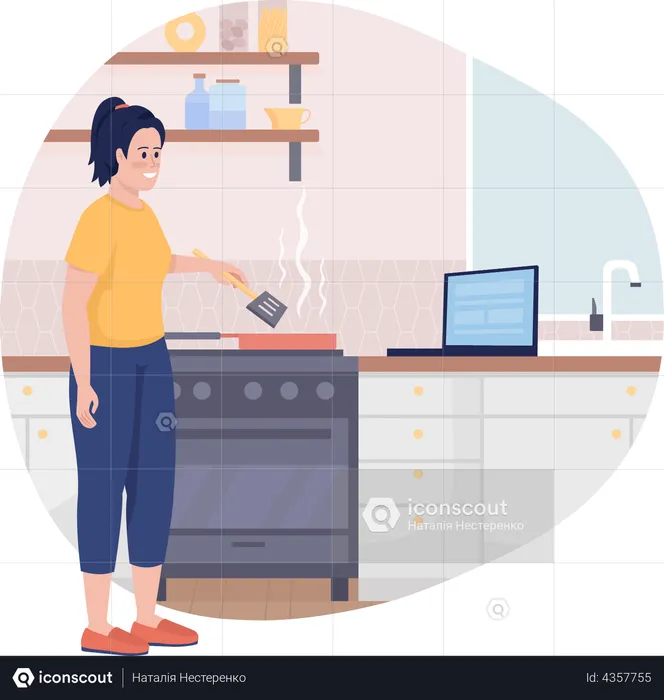 Frau beim Kochen  Illustration