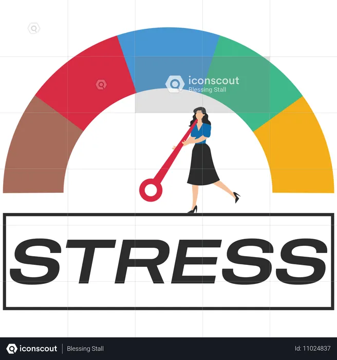 Frau kontrolliert Stresslevel  Illustration