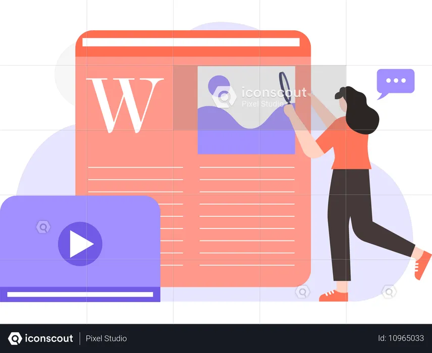 Frau beim Copywriting  Illustration
