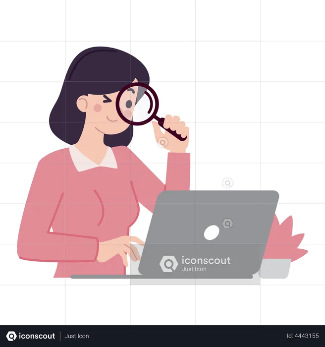 Frau bei der Datenrecherche  Illustration