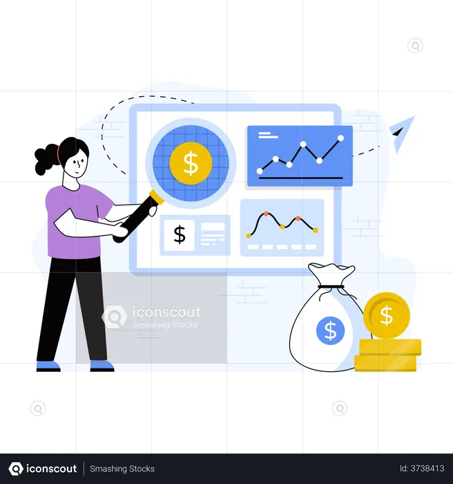 Frau macht Finanzanalyse  Illustration