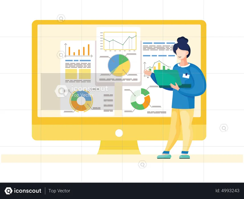 Frau macht Finanzanalyse  Illustration