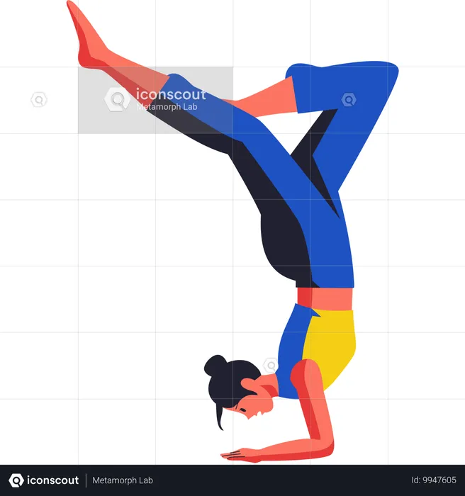 Frau macht Handstand  Illustration