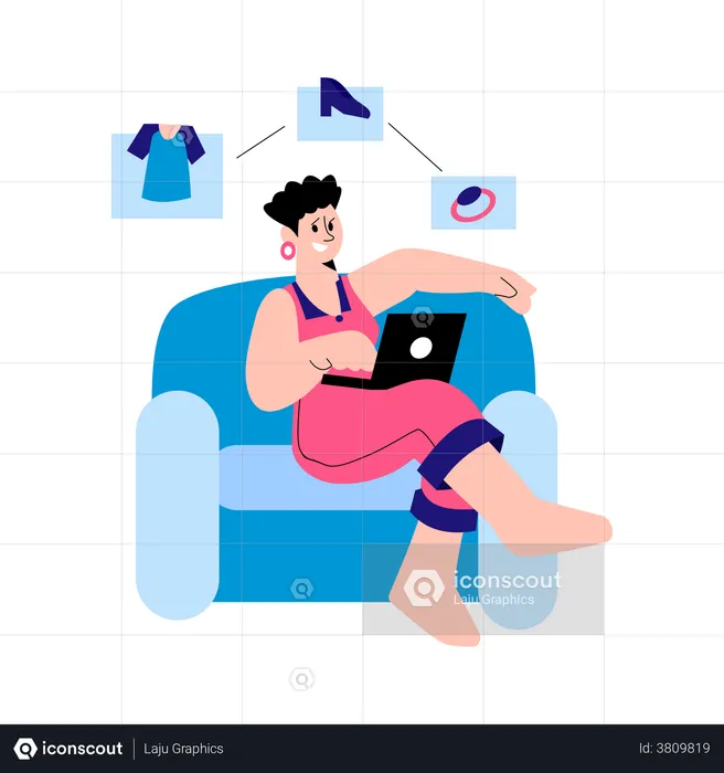 Frau beim Online-Mode-Shopping  Illustration