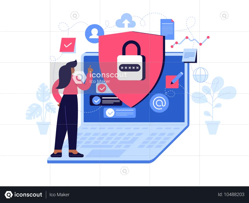 Frau mit Login-Sicherheit  Illustration