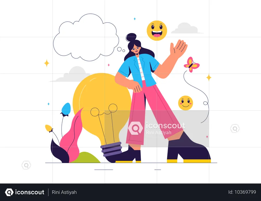 Frau mit positivem Denken  Illustration