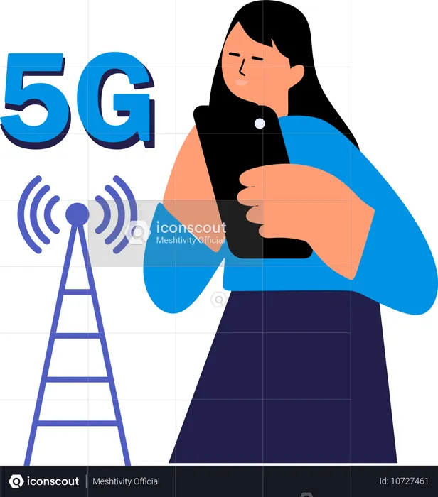 Frau nutzt 5G-Netz  Illustration