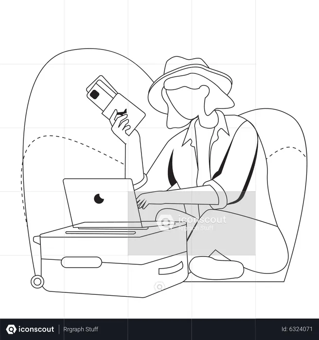 Frau beim Kofferpacken  Illustration