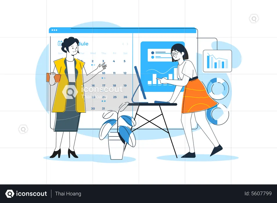 Frau plant Geschäftsplan  Illustration