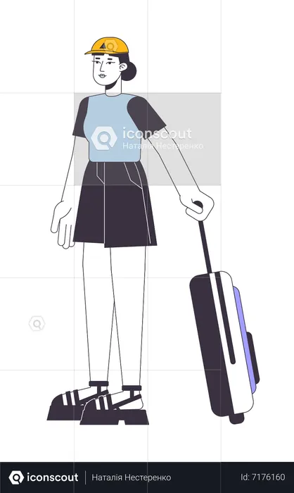Frau reist mit Koffer  Illustration