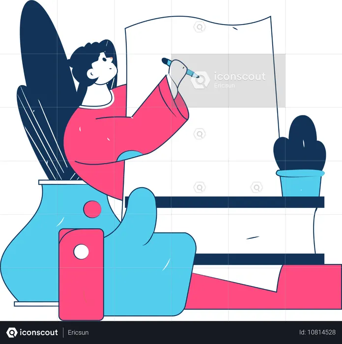 Frau schreibt ein Buch  Illustration