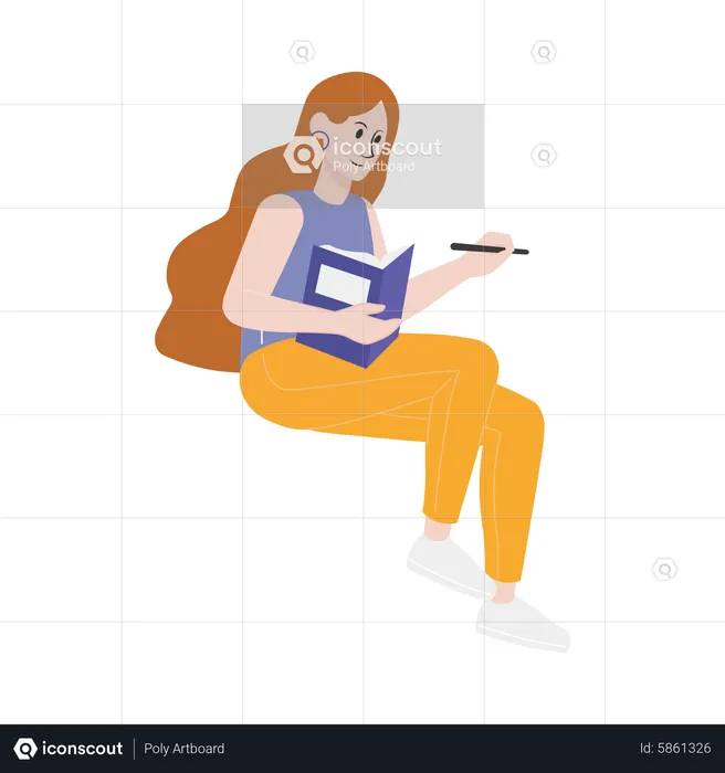 Frau schreibt in Buch  Illustration